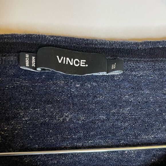 Vince. XXL Women's Midnight Blue Heather Wool/Linen LS Sweater - Picture 2 of 5